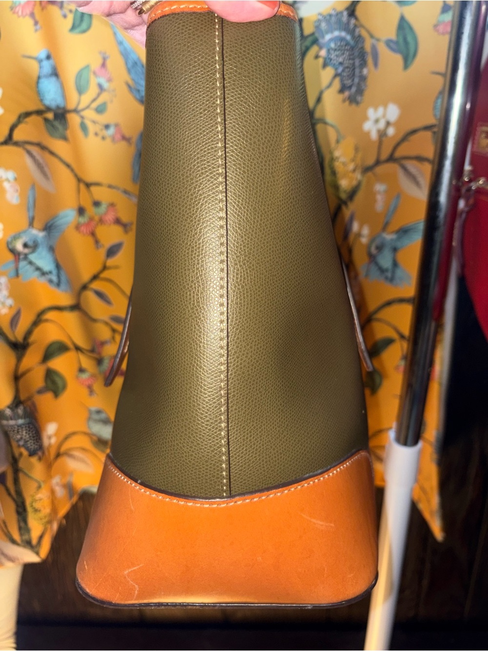 Dooney & Bourke Olive Green and Tan Claremont Leather Dover Bag - Picture 9 of 13